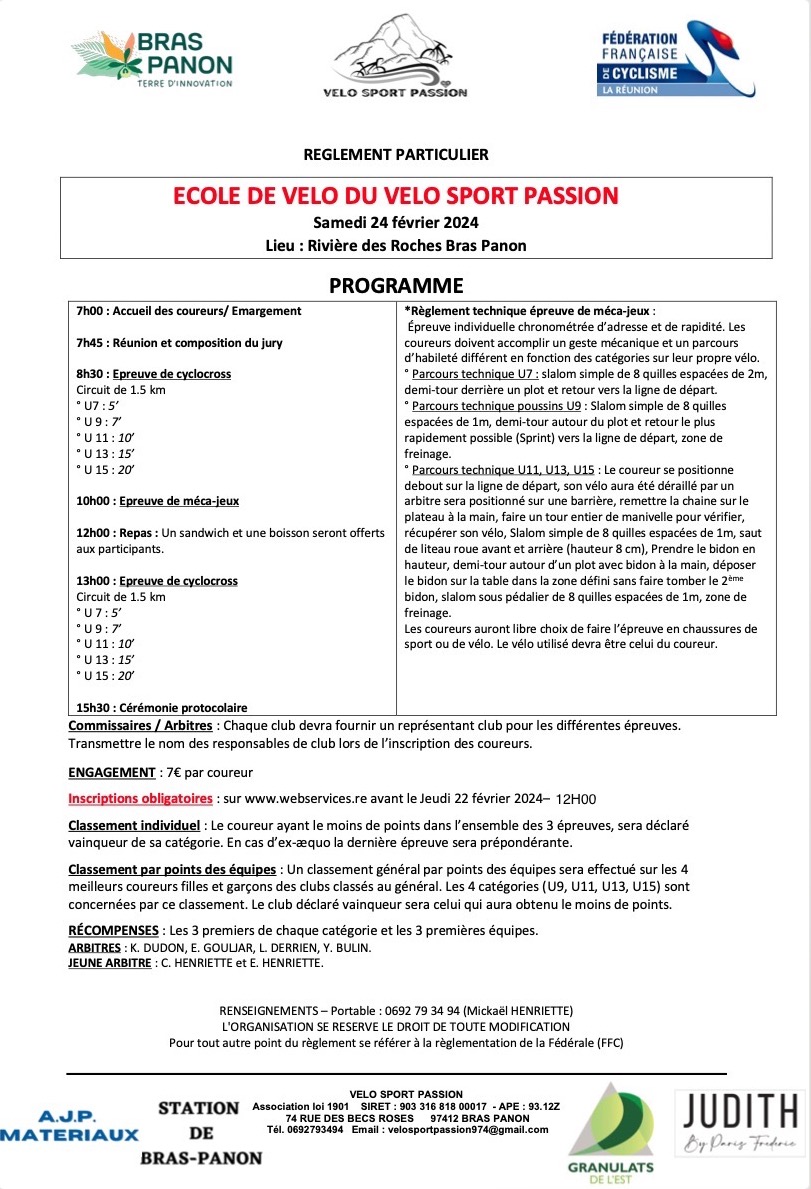 REGLEMENT Ecole velo VSP 2024